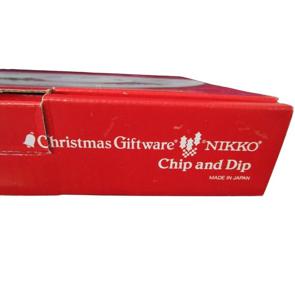 Chip and Dip Tray Happy Holidays Christmas Vintage Tree Pattern Nikko Japan - Picture 6 of 13